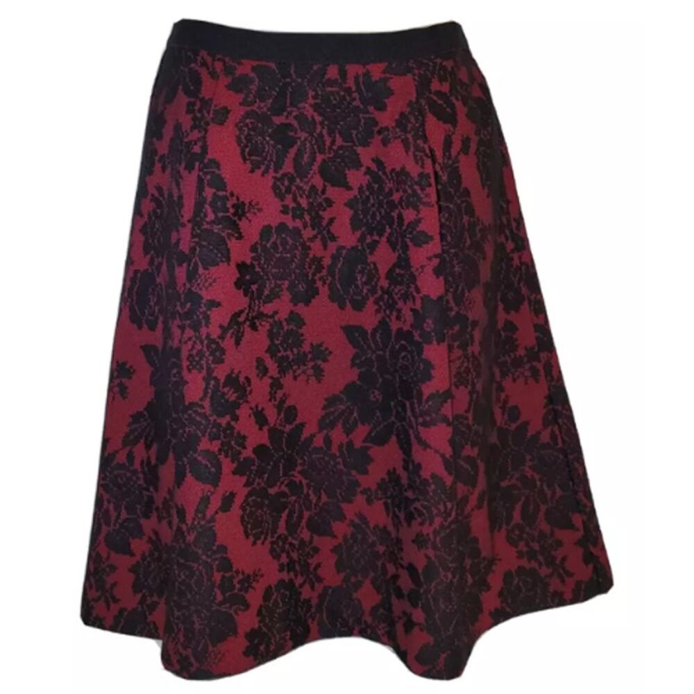 White House Black Market Knee-Length A-Line Skirt Red & Black EUC Size 0 - Picture 4 of 6